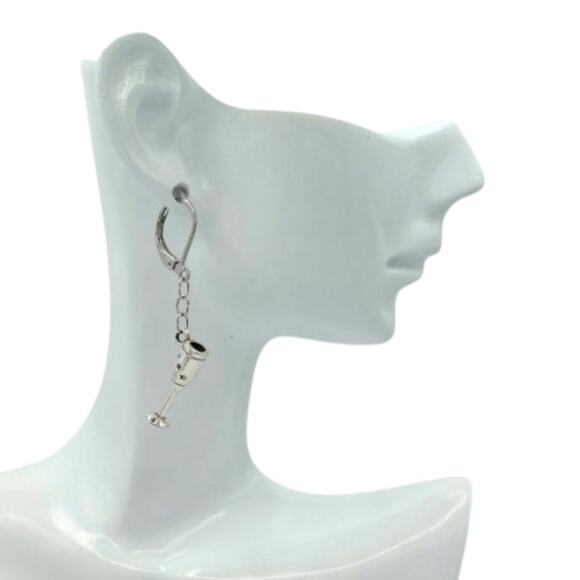 Champagne Glass Earrings | Party & Celebration Jewelry - Picture 2 of 3